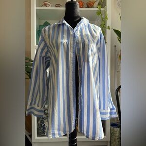 Maurices Blue and White Striped Casual Shirt
